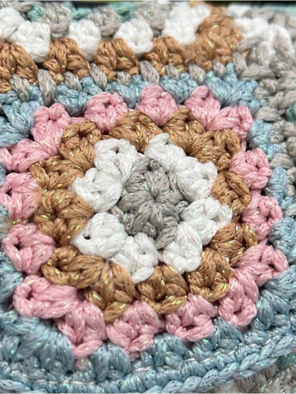 Kurt Geiger Kensington crochet patchwork boho crossbody bag pastel blue pink - Picture 4 of 13